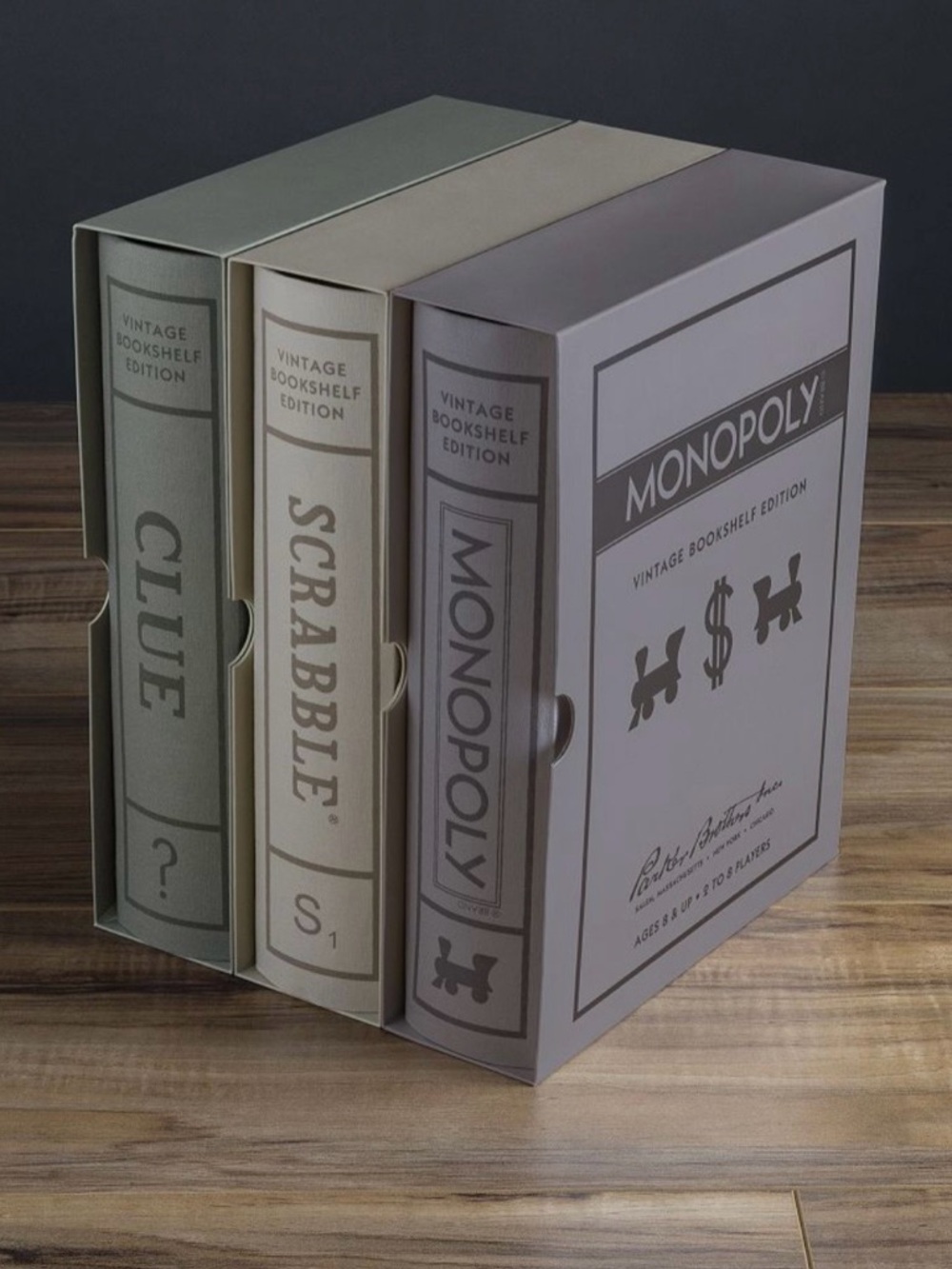 Vintage Bookshelf Edition Board Game Set - Neutral Gray